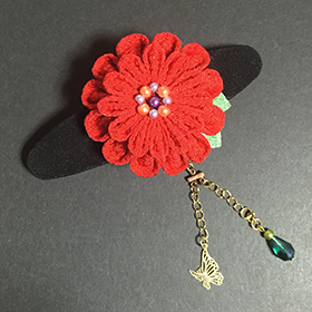 花（バレッタ・ちりめん） ／ 2015.11